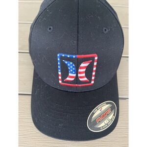 Hurley Reflect Icon Flat Baseball‎ Hat / Cap Snapback USA Flag Black L/XL